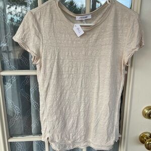 Frame Organic Linen Women's Short Sleeve Beige Tee- XS